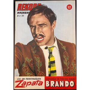 1955 Swedish Rekord Journal Marlon Brando Magazine Viva Zapata Godfather